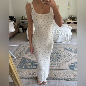 Skims White Soft Lounge Lace Scoop Neck Maxi Dress